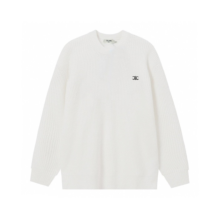 セリーヌユニセックスクルーネックホワイトニットl0516