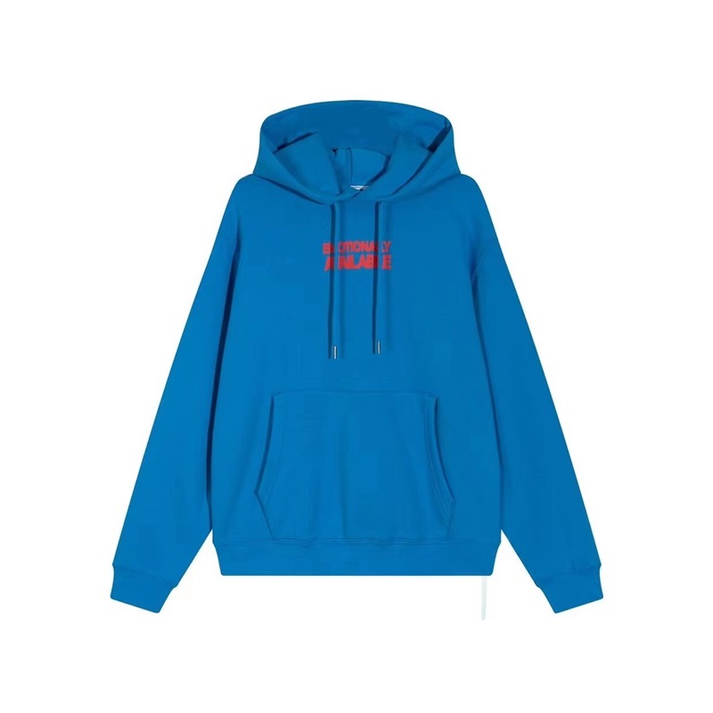 オフホワイトメンズカジュアルブルーフーディf0868