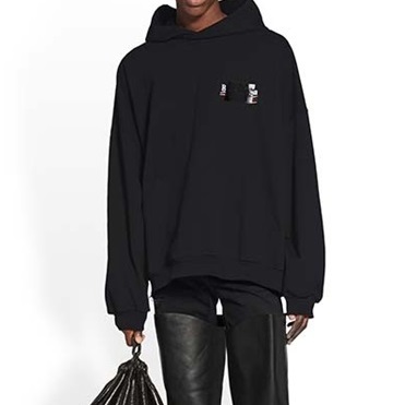 バレンシアガユニセックスカジュアルブラックフーディl01734