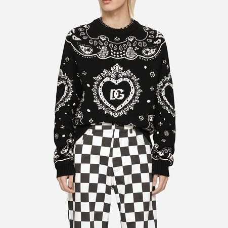 ドルチェ＆ガッバーナメンズブラッククルーネックニットl0368