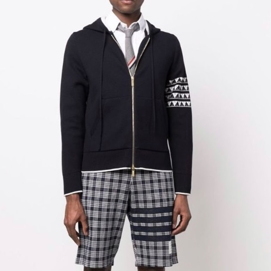 トムブラウンメンズネイビージップアップフーディm0643