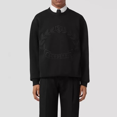 バーバリーメンズクルーネックブラックスウェットシャツr04559