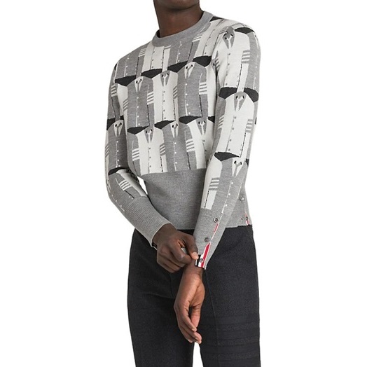 トムブラウンメンズグレークルーネックニットm0646