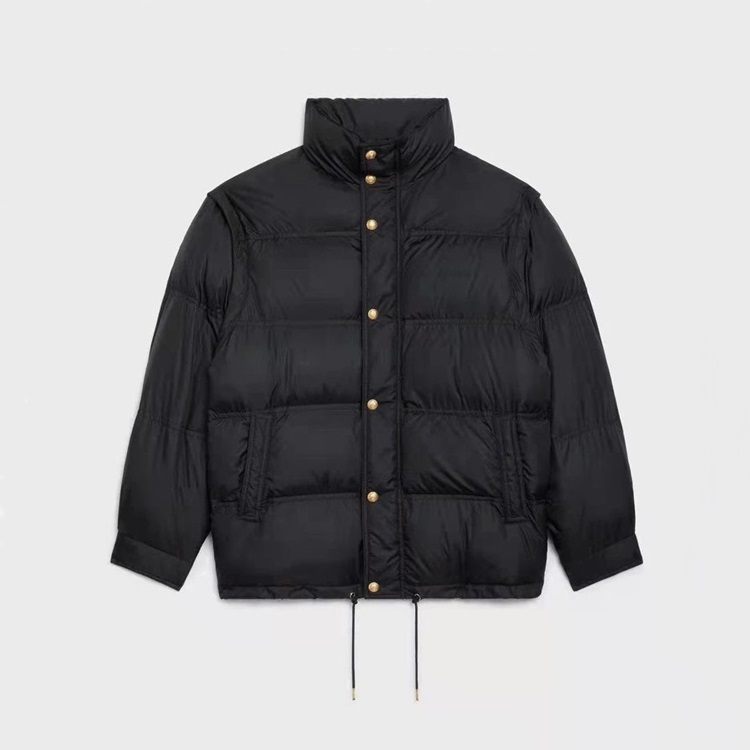 セリーヌレディースブラックダックダウンパディングl0521