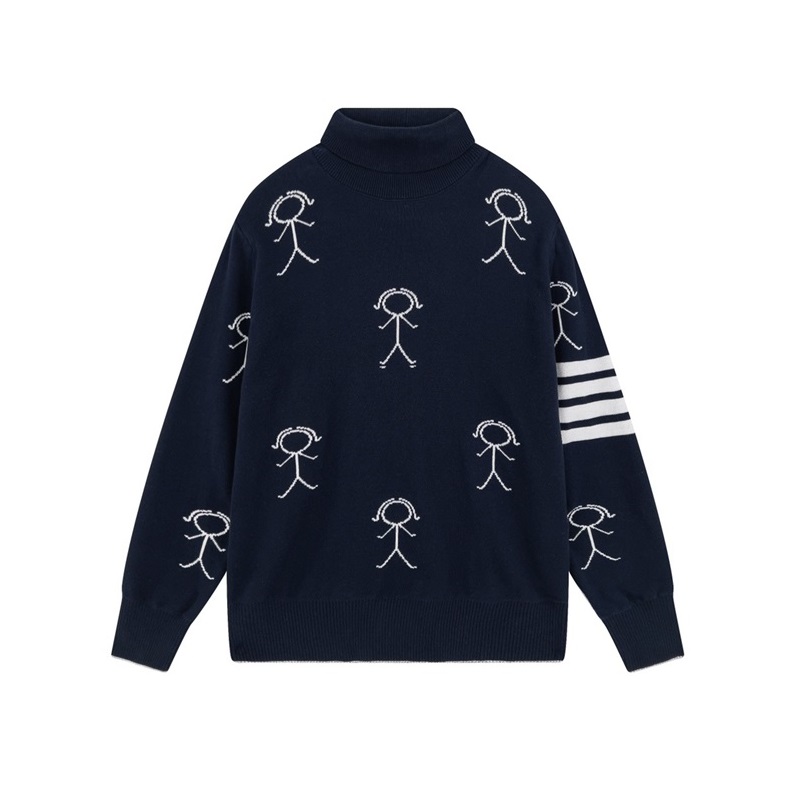 トムブラウンメンズネイビータートルネックニットm0655