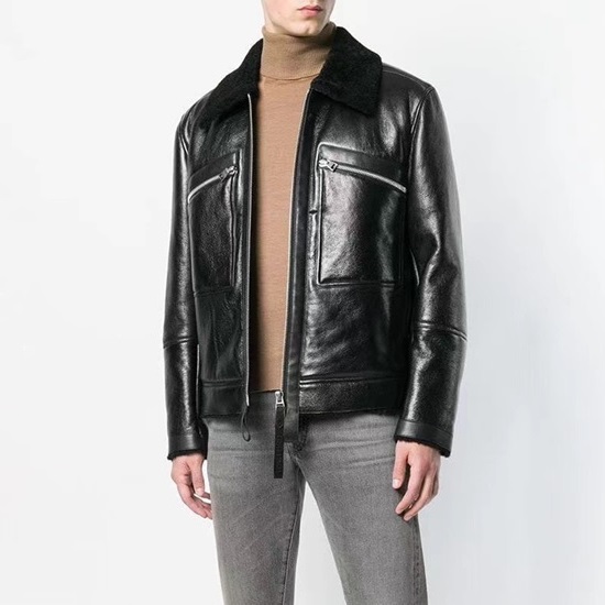 トムフォードメンズブラックレザージャケットf0030