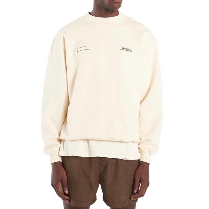 レプレゼントメンズアイボリークルーネックスウェットシャツp0063