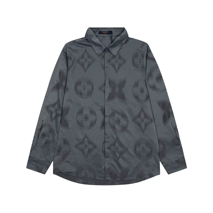 ルイヴィトンメンズイニシャルダークグレーシャツv006