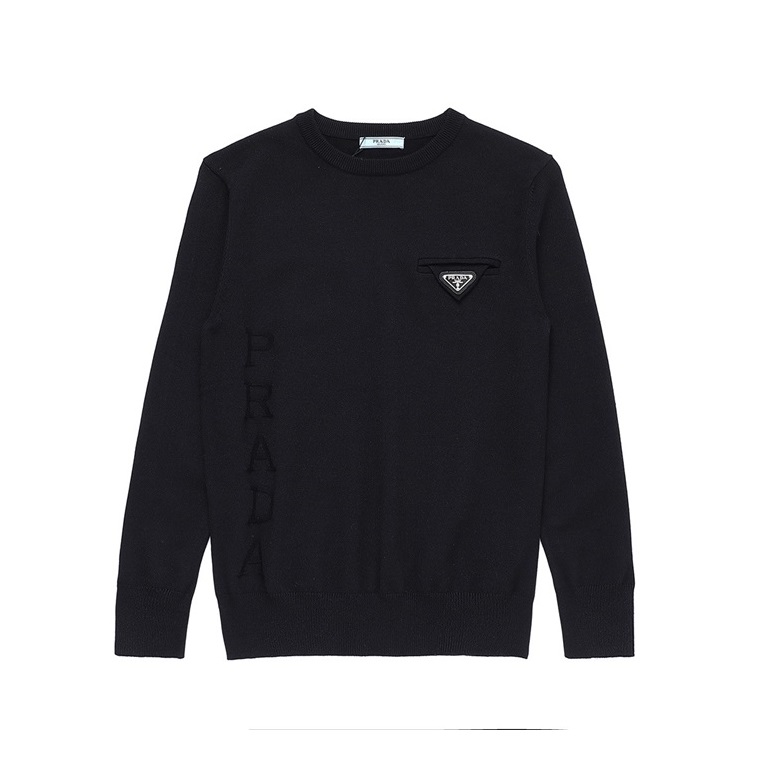 プラダメンズクルーネックブラックニットa02886