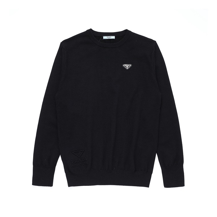 プラダメンズクルーネックブラックニットa02888