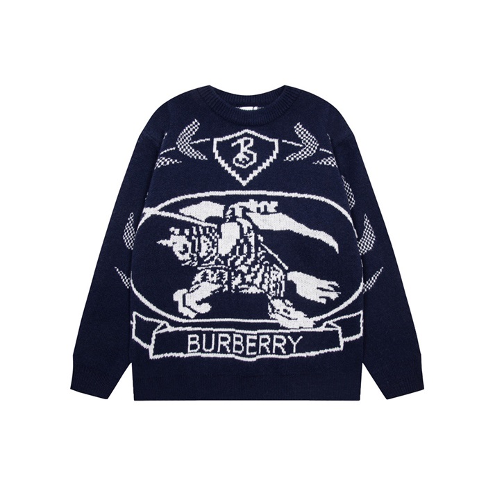 バーバリーメンズクルーネックネイビーニットr04587