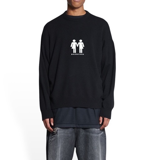 バレンシアガメンズブラックスウェットシャツl01740