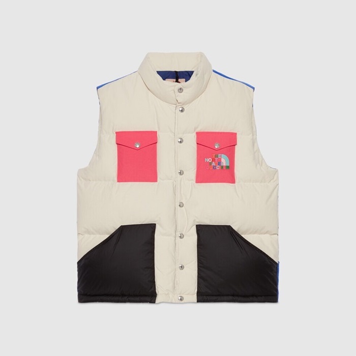 ザノースフェイスユニセックスアイボリーダウンベストr0290