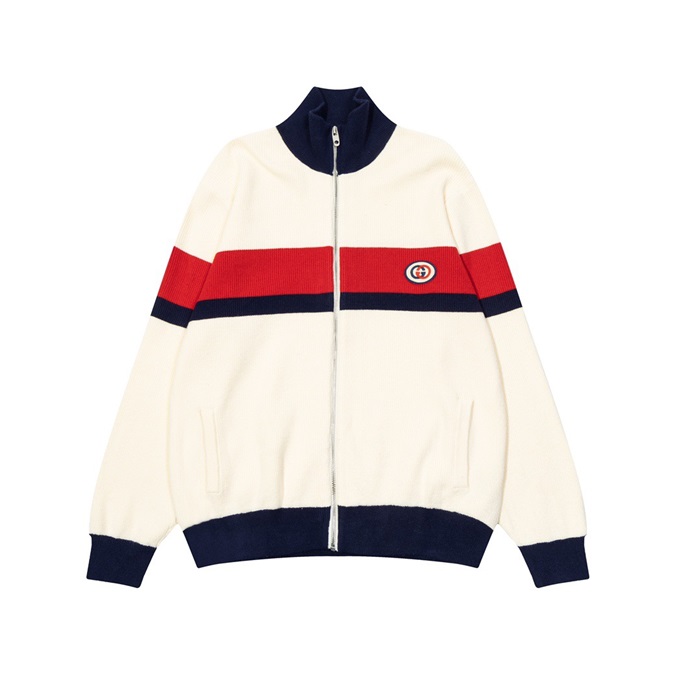 グッチメンズアイボリージップアップニットu0024