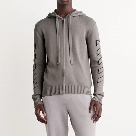 オフホワイトメンズカジュアルグレーフーディf0877