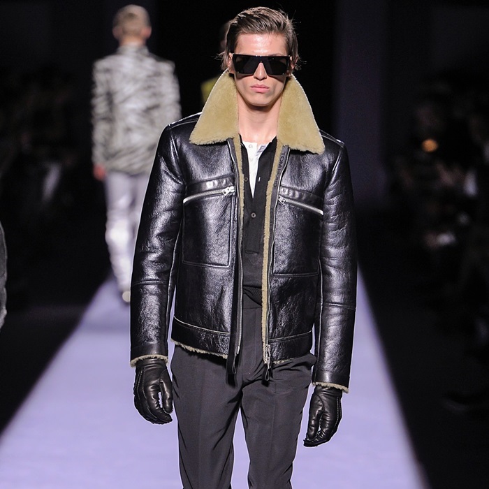 トムフォードメンズブラックレザージャケットf0031