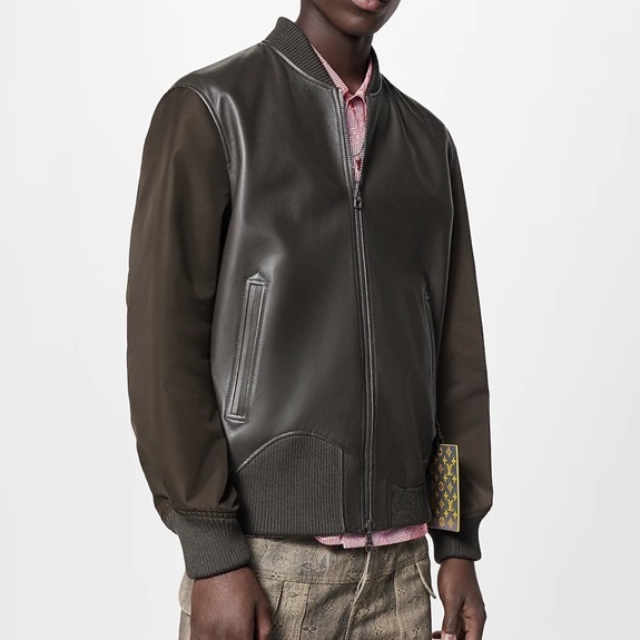 ルイヴィトンメンズブラック両面レザージャケットv0026