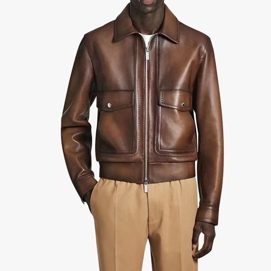 ベルルッティメンズブラウンレザージャケットr0147