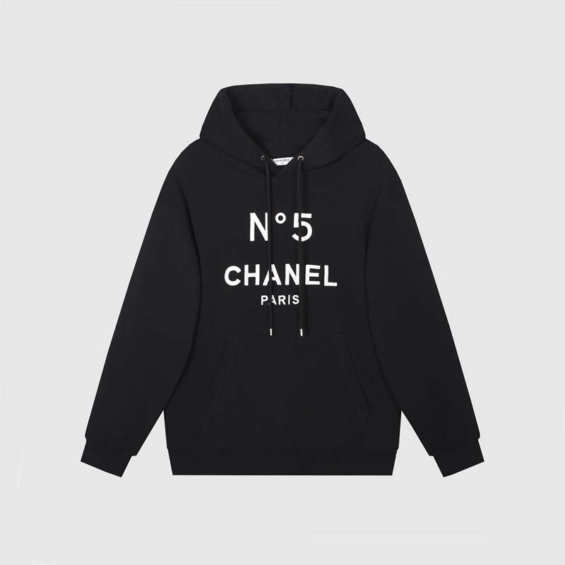 シャネルユニセックスカジュアルブラックフーディh0011