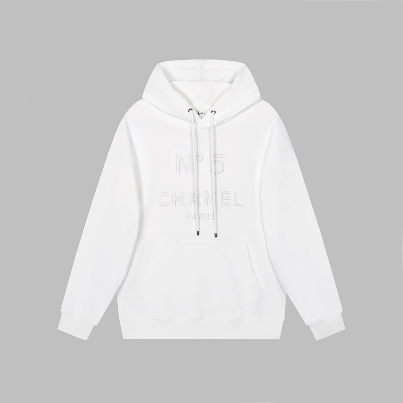 シャネルユニセックスカジュアルホワイトフーディh0012