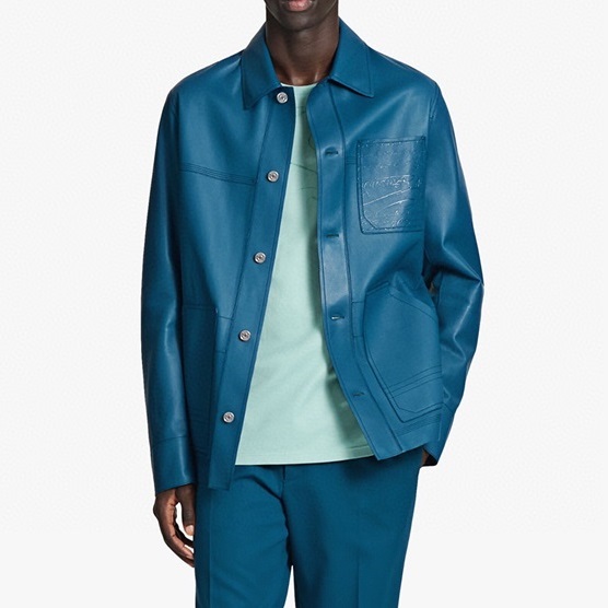 ベルルッティメンズブルーレザージャケットr0148