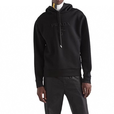 プラダメンズカジュアルブラックフーディa09