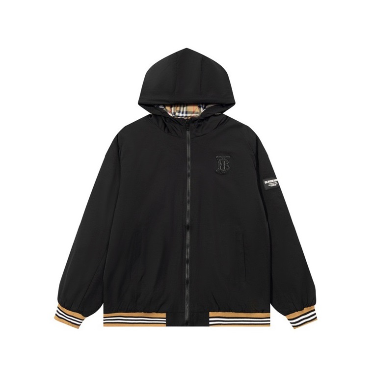バーバリーメンズブラックフードジャケットr04603