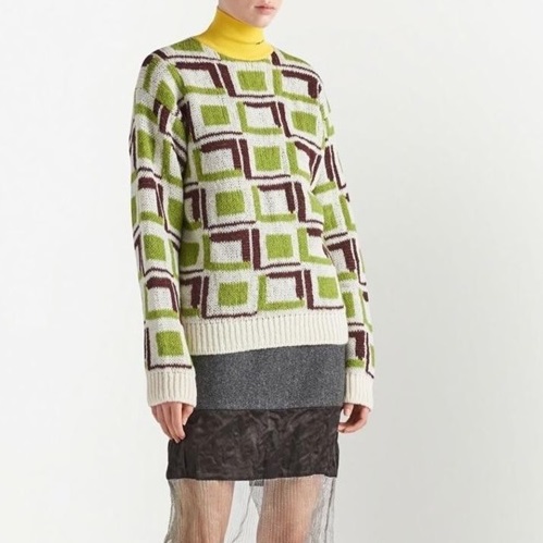 プラダレディースグリーンタートルネックニットr16