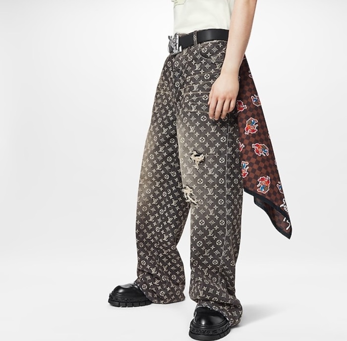 ルイヴィトンメンズカジュアルブラックジーンズv43