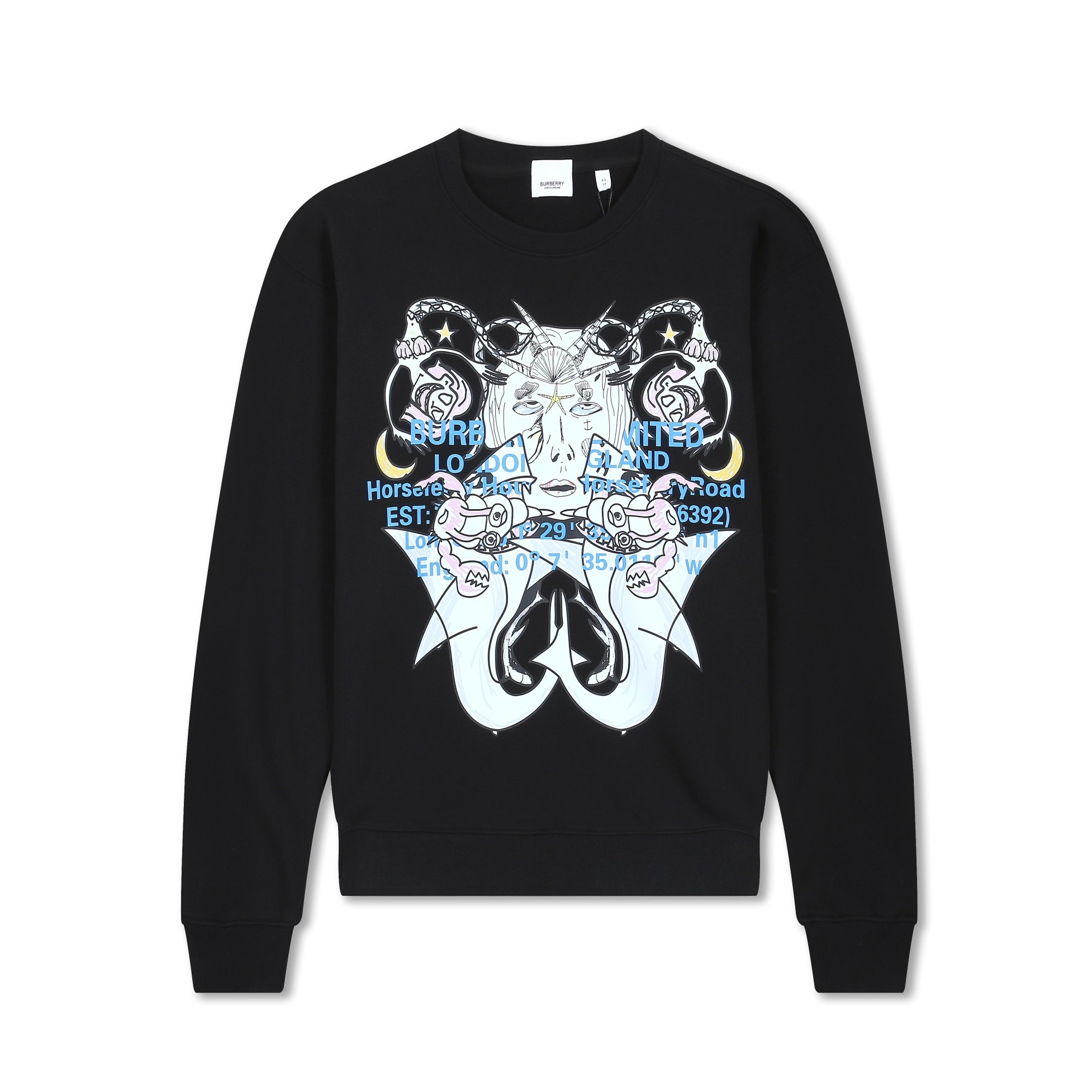 バーバリーメンズクルーネックブラックスウェットシャツr04611