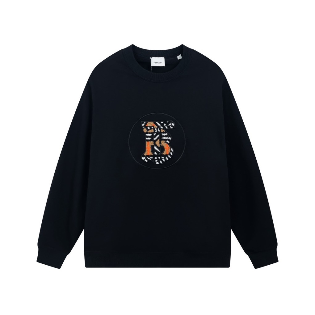 バーバリーメンズクルーネックブラックスウェットシャツu02