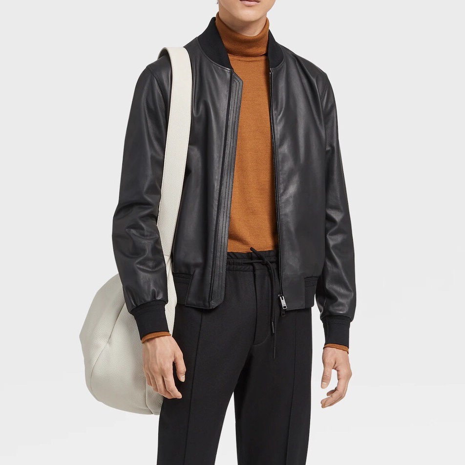 エルメネジルドゼニアメンズブラックジャケットg0432