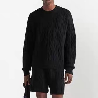 プラダメンズクルーネックブラックニットr24