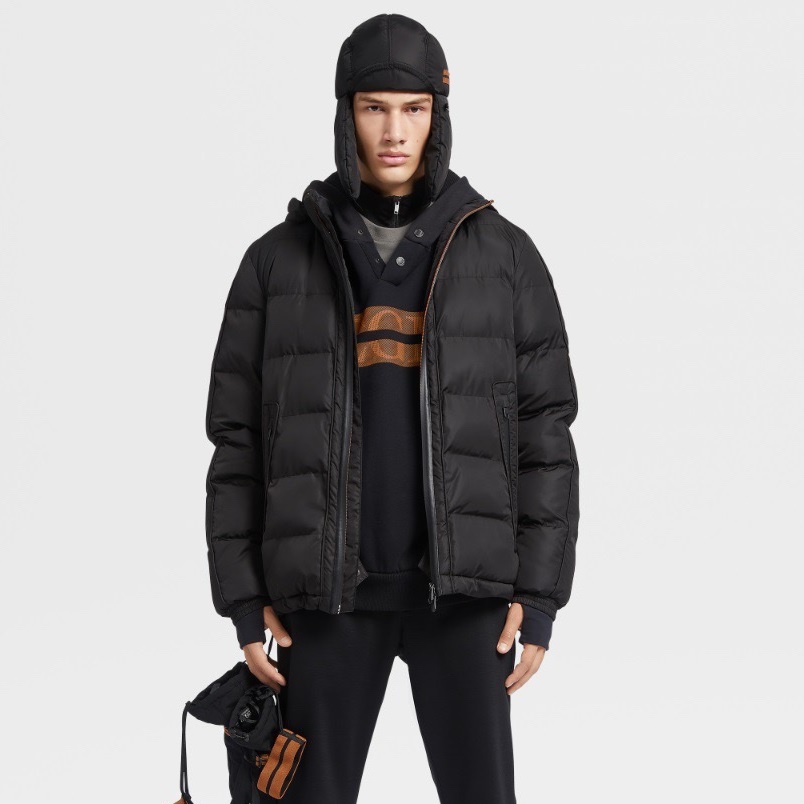 エルメネジルドゼニアメンズグースダウンブラックパディングg0437