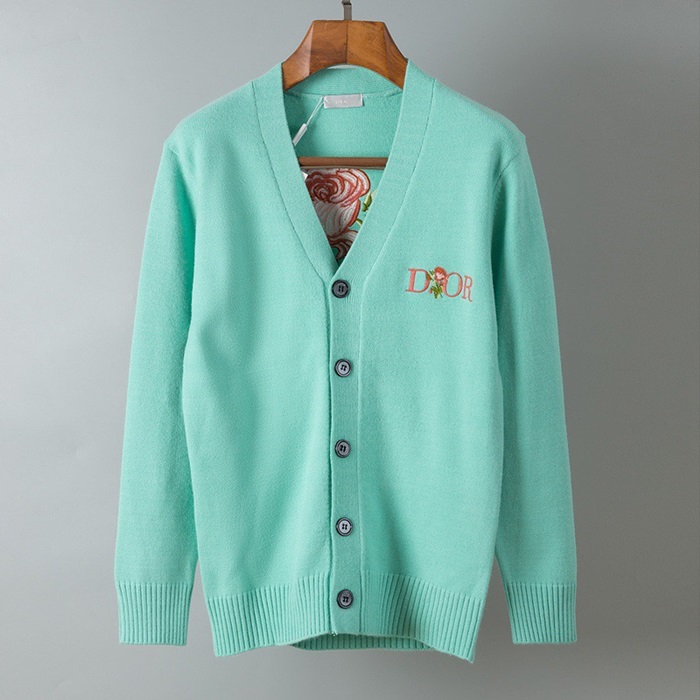 ディオールメンズブルーネックカーディガンi14