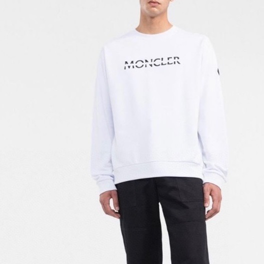 モンクレールメンズホワイトクルーネック長袖Tシャツo38