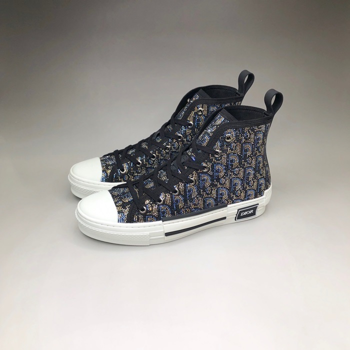 ディオールユニセックスブラックハイトップスニーカーi38