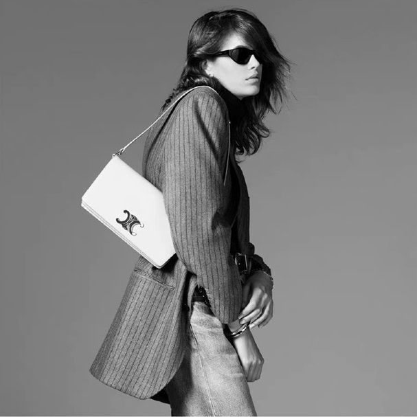 セリーヌレディースホワイトショルダーバッグe22