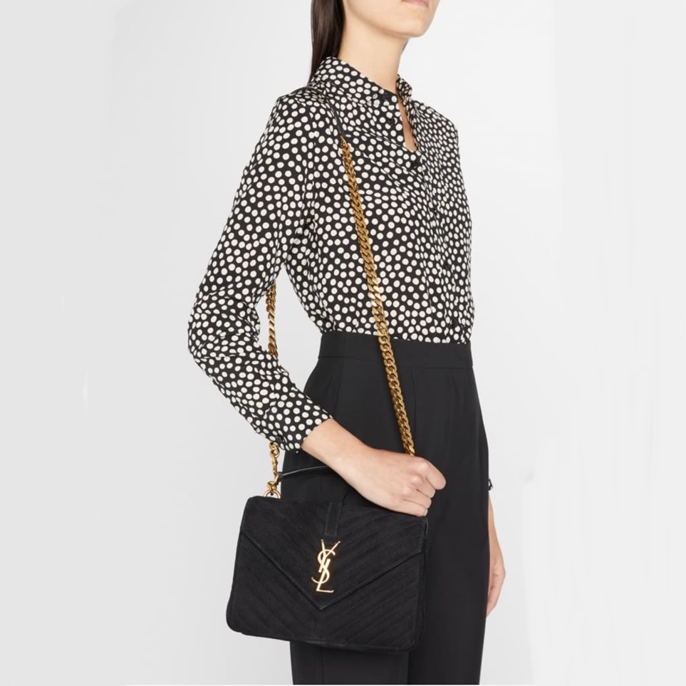 サンローランレディースブラックショルダーバッグl150