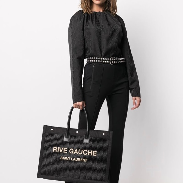 サンローランユニセックスブラックトートバッグl179