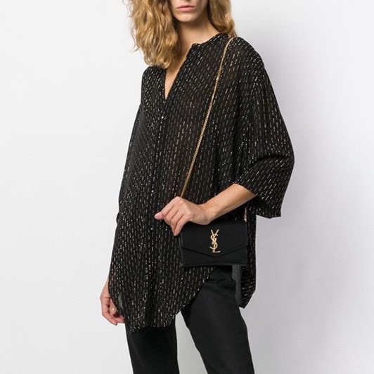 サンローランレディースブラックショルダーバッグl218