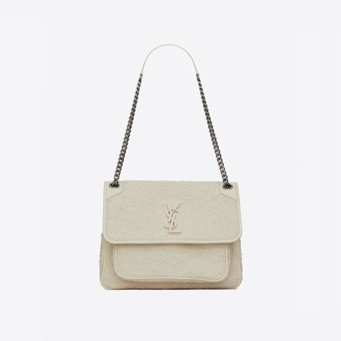 サンローランレディースホワイトショルダーバッグl219