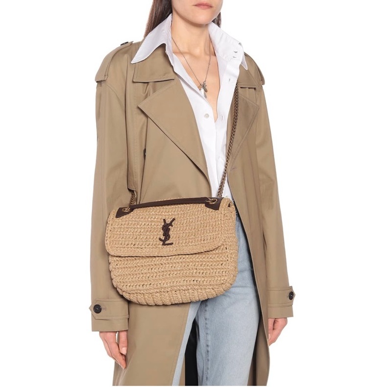 サンローランレディースベージュクロスバッグl228