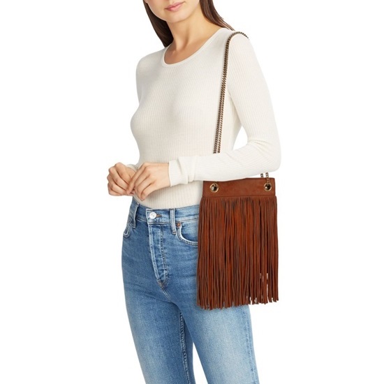 サンローランレディースキャメルショルダーバッグl235