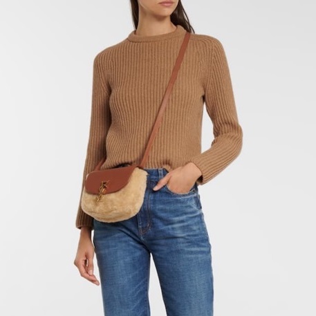 サンローランレディースキャメルクロスバッグl238