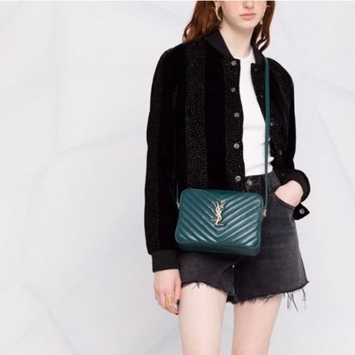 サンローランレディースブルークロスバッグl252