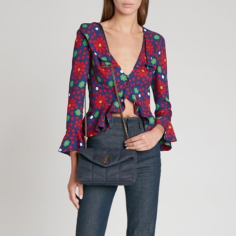 サンローランレディースブルーショルダーバッグl263