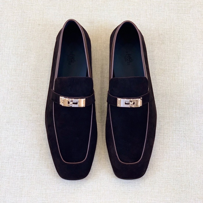 エルメスメンズシグネチャーブラウンローファーr922