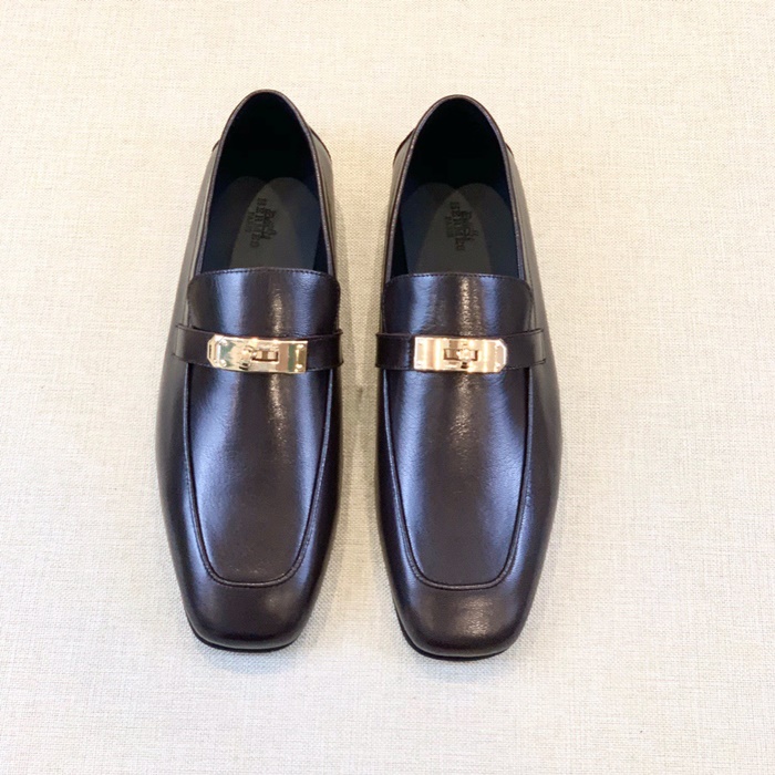 エルメスメンズシグネチャーブラウンローファーr922