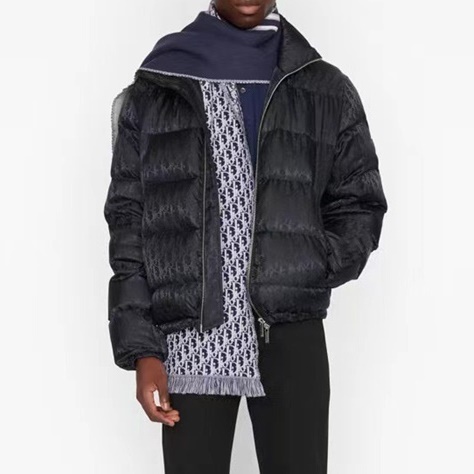 ディオールメンズネイビー両面マフラーo49